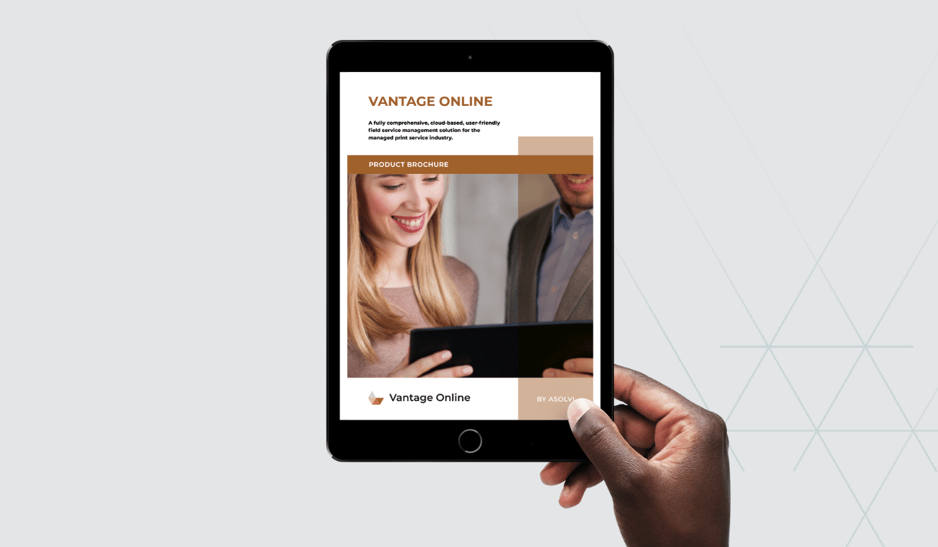 Vantage Online - brochure tablet mock up